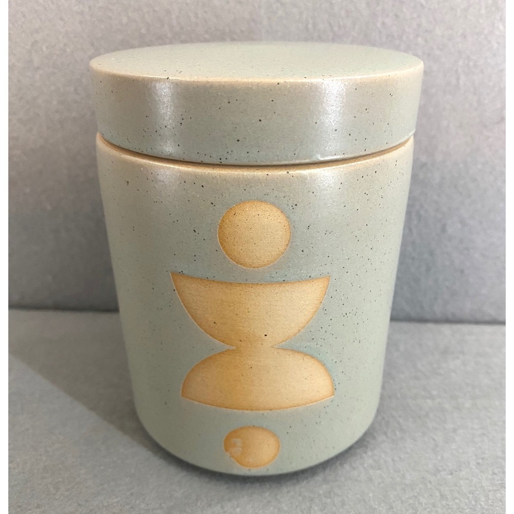 Paddywax Ocean Rose & Bay 12oz Ceramic Jar Candle Grey & Sand Geometric NEW